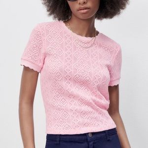 NWT Pink Crochet T-Shirt